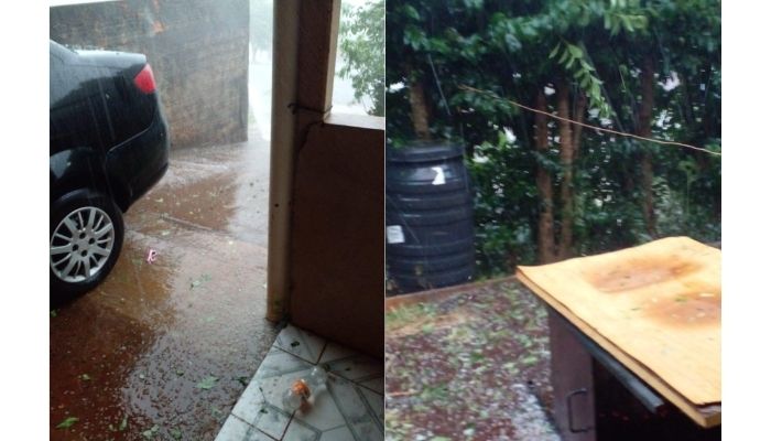 Porto Barreiro - Chuva de granizo acompanhada de fortes ventos atinge município 